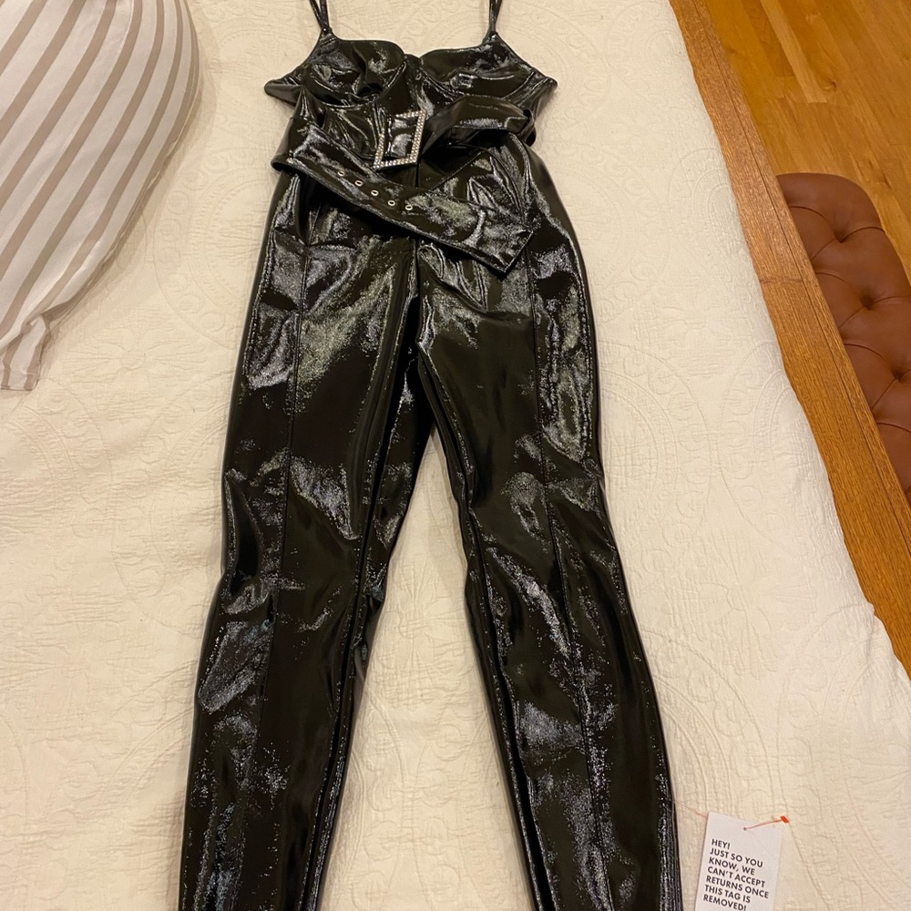 Faux leather jumpsuit